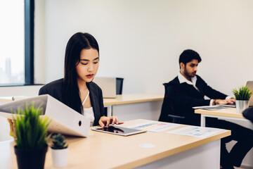 businesspeople working in office building. confident businesspeople working at the office table 