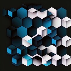 blue hexagonal honeycombs, blue and white background, hexagon symetry, tech