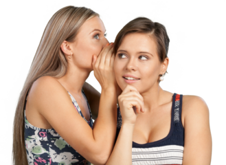 Portrait of Two Girlfriends , Sisters Gossiping