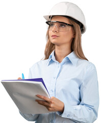 Female businesswoman wearing a hardhat