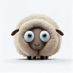 Cute cartoon Sheep character isolated on white background. Generative AI