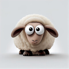 Obraz premium Cute cartoon Sheep character isolated on white background. Generative AI