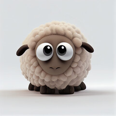 Obraz premium Cute cartoon Sheep character isolated on white background. Generative AI