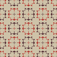 Seamless pattern with ethnic geometric ornament. Retro abstract illustration.