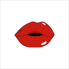 Symbol of feminism Red Lips. Women's Rights Day. International Women's Day. White background. Vector illustration