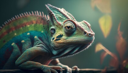 Fototapeta premium Chameleon close-up, nature, animals. Generative AI