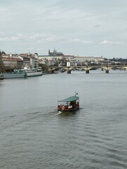 Fototapeta premium boats in the harbor Prague praha