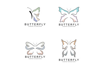 Butterfly Logo Design, Beautiful Flying Animal, Company Brand Icon Illustration, Screen Printing, Salon