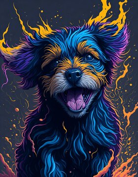 Cute happy dog - Splash art illustration