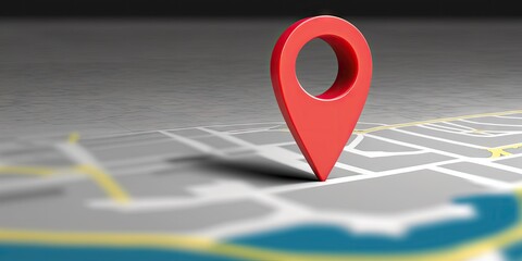 location marker red color on map background banner, generative ai