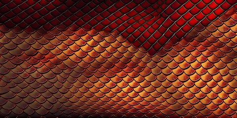 red and gold dragon reptile fish snake skales pattern backround, generative ai