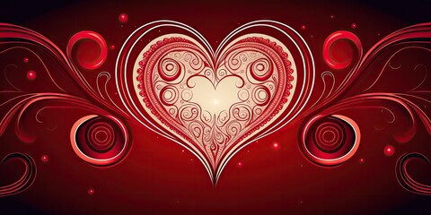 red background with heart, generative ai