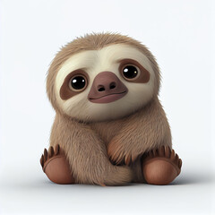 Obraz premium Adorable baby Sloth character isolated on white background. Generative AI