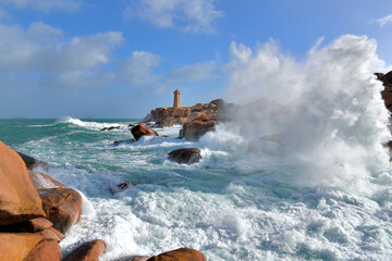 La magnifique côte de granit rose à Ploumanac'h en Bretagne - France