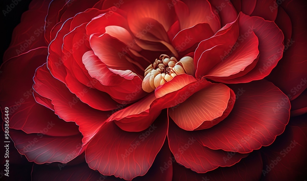 Poster  a red flower with a black background is featured in this image.  generative ai