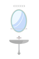 Bathroom sink with mirror and lights vector ilustration