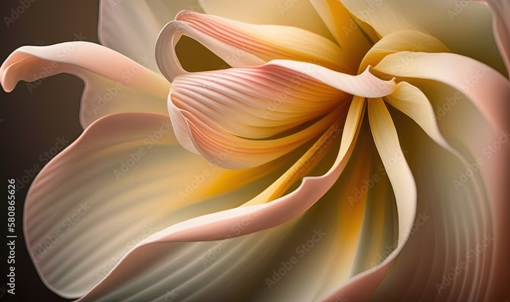 Poster a close up of a flower with a black background behind it. generative ai
