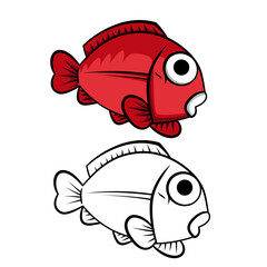 Obraz premium Red Koi fish or clown fish sea animal cartoon vector illustration line clip art