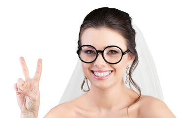 Funny Hipster Bride Wearing Glasses Isolated