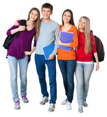 Group of students  isolated over a white background