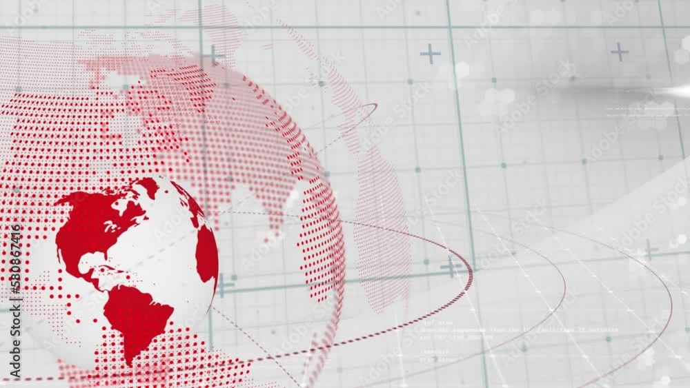 Poster animation of financial data processing over globe