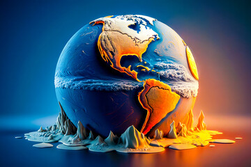 An image of globe with the earth in it. global warming ozone holes greenhouse effect. Generative AI.