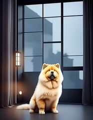 illustration, in drawing, about, chow chow dog, generated ai