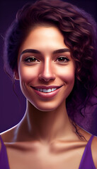 Fototapeta premium Beautiful smiling woman portrait closeup beauty shot ,generative AI
