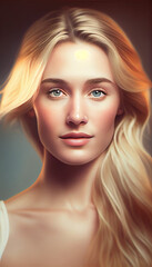 Fototapeta premium Young beautiful blonde woman with fresh sensuality ,generative AI