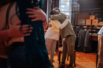 Mental therapy session hug.