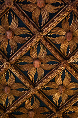 Six-winged seraph, sculpture, bas-relief on the ceiling, religion, decoration in the palace