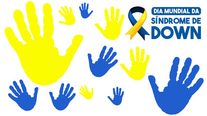 Fototapeta premium DIA MUNDIAL DA SÍNDROME DE DOWN, SÍNDROME DE DOWN, DIA DA SÍNDROME DE DOWN, CORAÇÃO AZUL E AMARELO