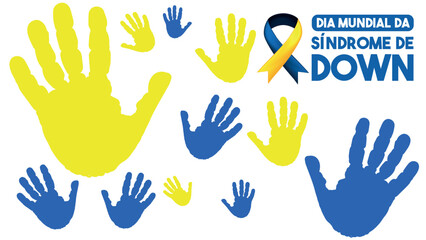 Obraz premium DIA MUNDIAL DA SÍNDROME DE DOWN, SÍNDROME DE DOWN, DIA DA SÍNDROME DE DOWN, CORAÇÃO AZUL E AMARELO