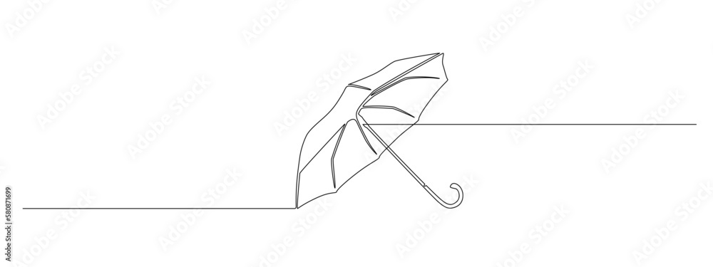 Fototapete one continuous line drawing of umbrella. rain and sun protection concept and weather parasol symbol 