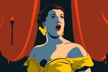 Female opera singer, performing at a concert. Ai generated. - obrazy, fototapety, plakaty