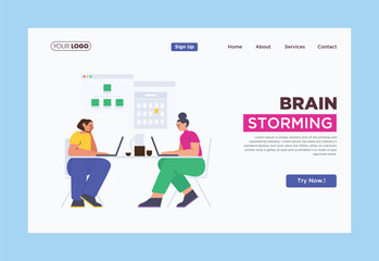 A website for the Brain Storming Homepage design illustrations vector.