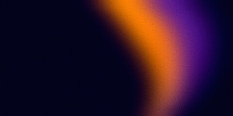 Orange purple vibrant color gradient wave on black background, grainy texture, copy space