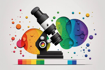 Black and White Microscope with Rainbow Generative AI