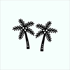 vector doodle illustration of two coconut trees