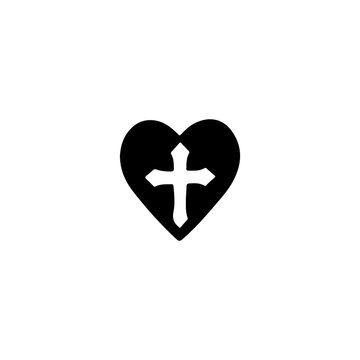 vector symbol of cross with heart concept