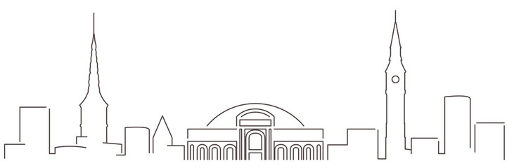 Copenhagen Dark Line Simple Minimalist Skyline With White Background
