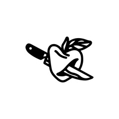 vector illustration of knife and apple