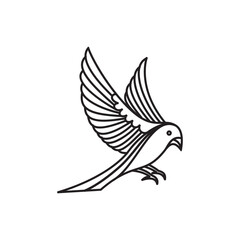 bird continuous line design on white background
