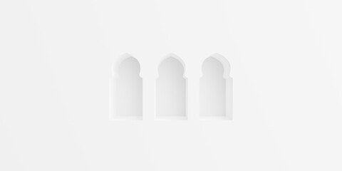 oriental style Islamic windows and arches,Mosque gate.Arabian muslim shape arch,Architectural design elements for muslim holidays,3d illustration
