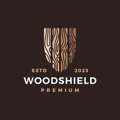 wood shield woodshield protection security guard logo vector icon illustration
