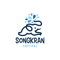 elephant water songkran festival logo vector illustration