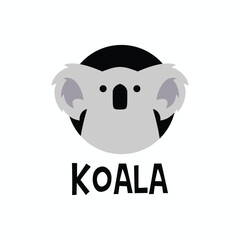 Cute Koala Mascot Character Cartoon Round Circle Emblem Logo Vector Icon Illustration
