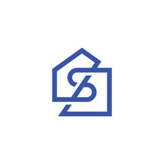 s letter house outline logo vector icon illustration