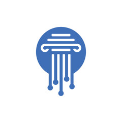 Law Pillar Tech Technology Electric Circuit Logo Vector Icon Illustration