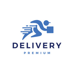 quick fast delivery man dash logo vector icon illustration